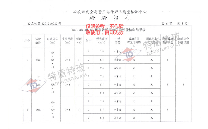 防彈玻璃檢測報(bào)告